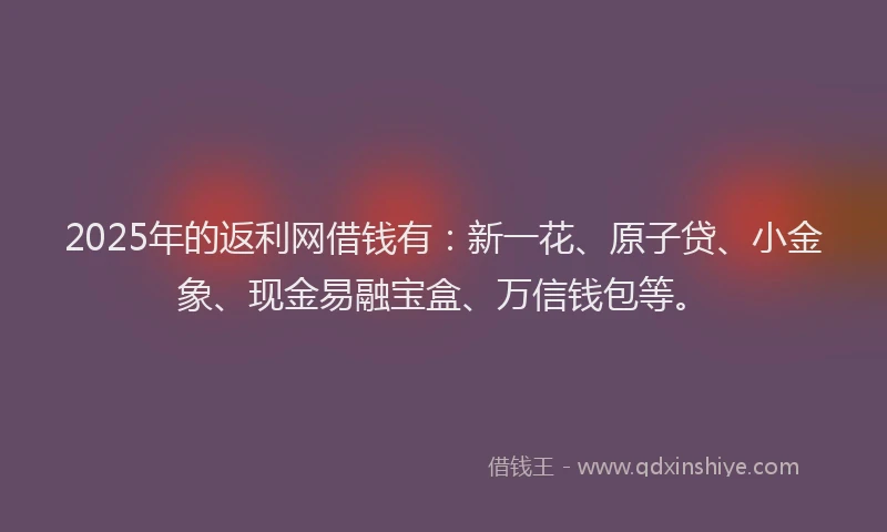 2025年的返利网借钱有：新一花、原子贷、小金象、现金易融宝盒、万信钱包等。