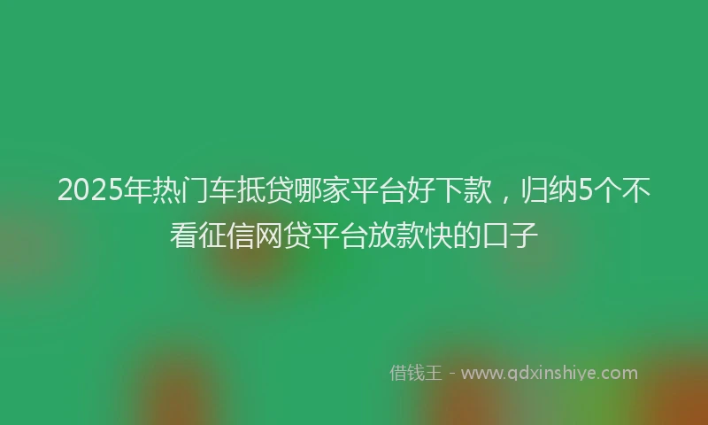 2025年热门车抵贷哪家平台好下款，归纳5个不看征信网贷平台放款快的口子
