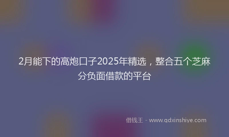 2月能下的高炮口子2025年精选，整合五个芝麻分负面借款的平台
