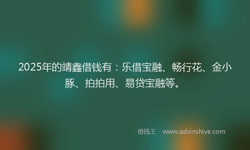2025年的靖鑫借钱有：乐借宝融、畅行花、金小豚、拍拍用、易贷宝融等。