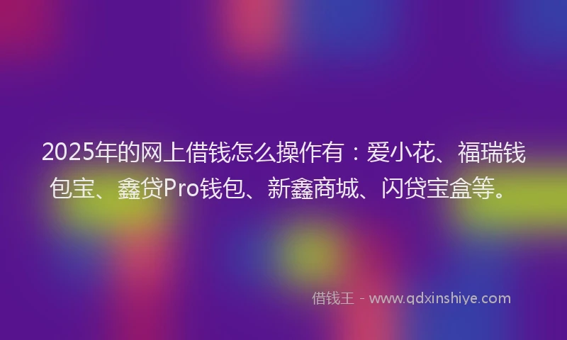 2025年的网上借钱怎么操作有：爱小花、福瑞钱包宝、鑫贷Pro钱包、新鑫商城、闪贷宝盒等。