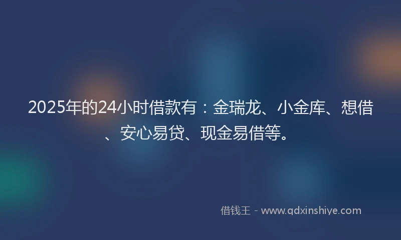 2025年的24小时借款有：金瑞龙、小金库、想借、安心易贷、现金易借等。