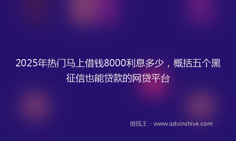 2025年热门马上借钱8000利息多少，概括五个黑征信也能贷款的网贷平台