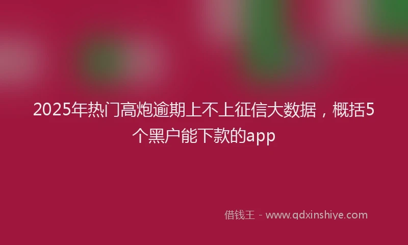 2025年热门高炮逾期上不上征信大数据，概括5个黑户能下款的app