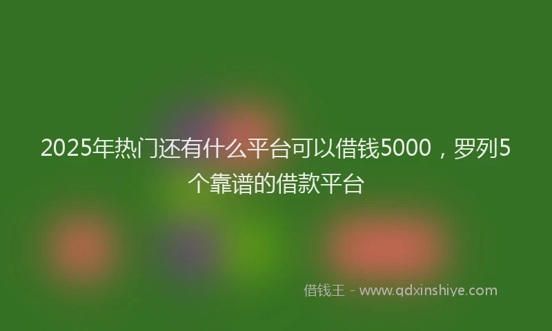 2025年热门还有什么平台可以借钱5000，罗列5个靠谱的借款平台
