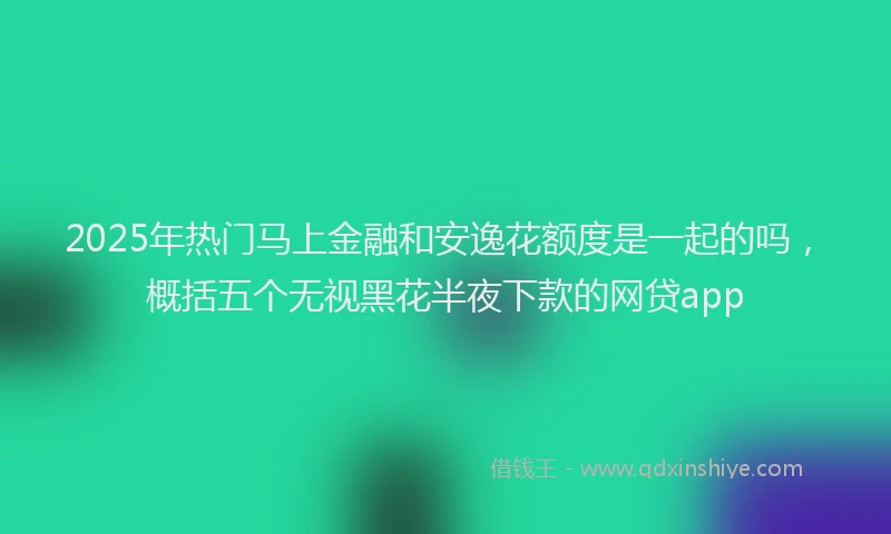 2025年热门马上金融和安逸花额度是一起的吗，概括五个无视黑花半夜下款的网贷app