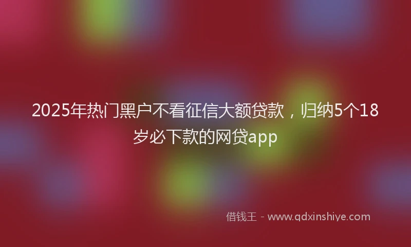 2025年热门黑户不看征信大额贷款，归纳5个18岁必下款的网贷app