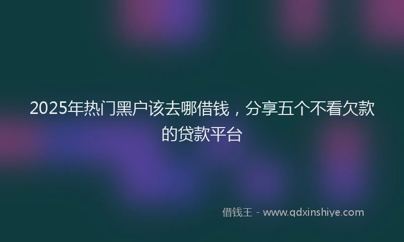 2025年热门黑户该去哪借钱，分享五个不看欠款的贷款平台