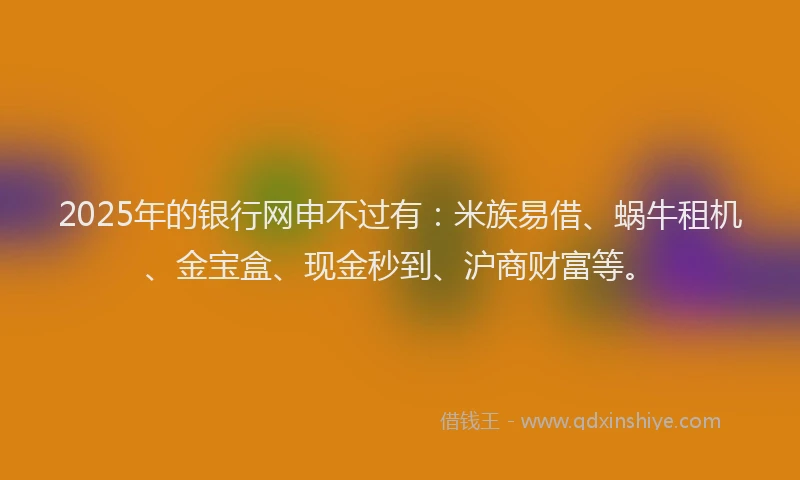 2025年的银行网申不过有：米族易借、蜗牛租机、金宝盒、现金秒到、沪商财富等。