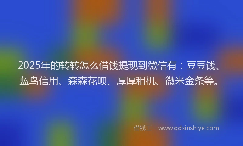 2025年的转转怎么借钱提现到微信有：豆豆钱、蓝鸟信用、森森花呗、厚厚租机、微米金条等。