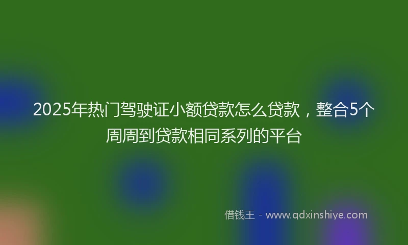 2025年热门驾驶证小额贷款怎么贷款，整合5个周周到贷款相同系列的平台