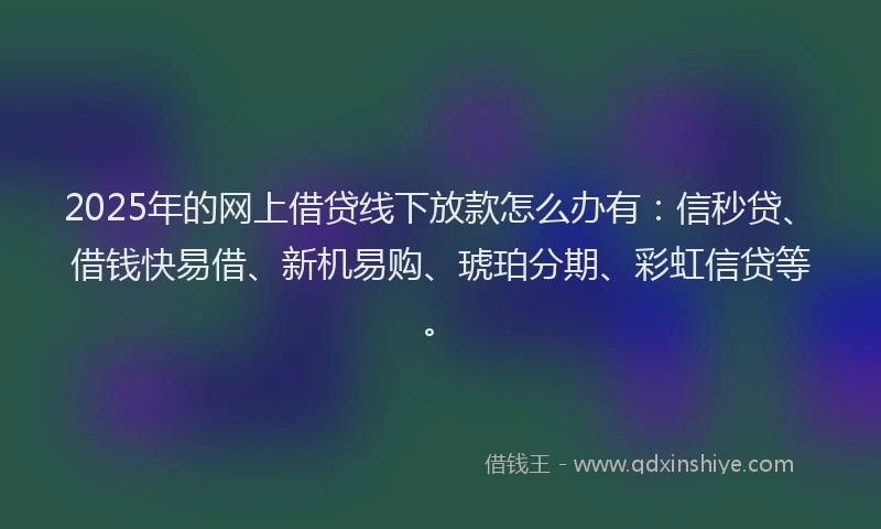2025年的网上借贷线下放款怎么办有：信秒贷、借钱快易借、新机易购、琥珀分期、彩虹信贷等。