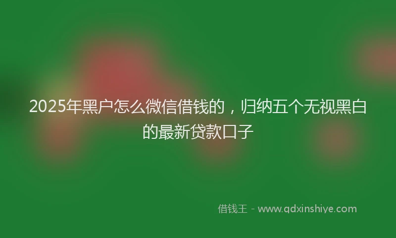 2025年黑户怎么微信借钱的，归纳五个无视黑白的最新贷款口子