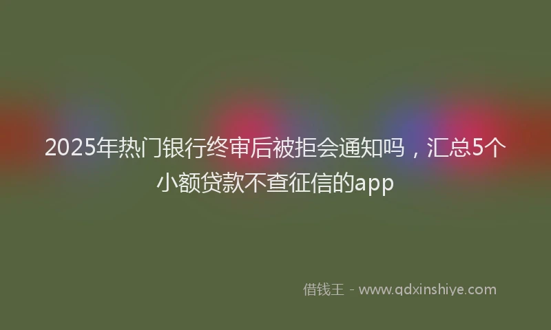2025年热门银行终审后被拒会通知吗，汇总5个小额贷款不查征信的app