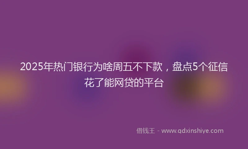 2025年热门银行为啥周五不下款，盘点5个征信花了能网贷的平台