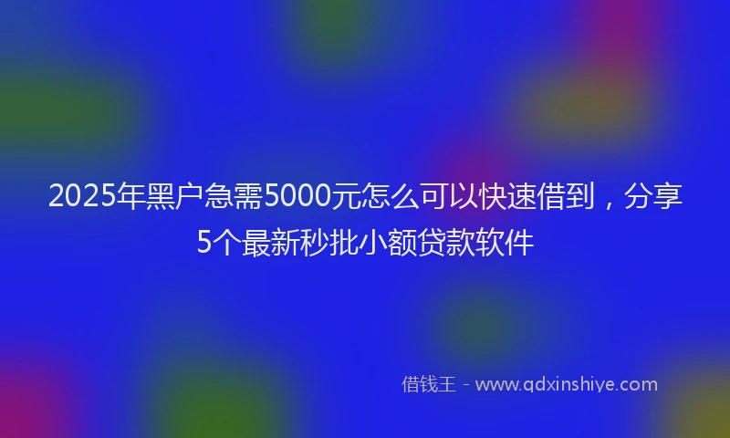 2025年黑户急需5000元怎么可以快速借到，分享5个最新秒批小额贷款软件
