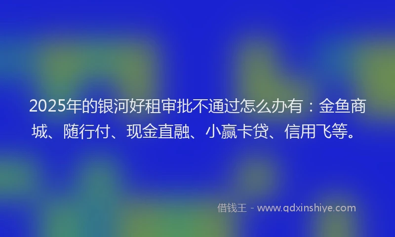 2025年的银河好租审批不通过怎么办有：金鱼商城、随行付、现金直融、小赢卡贷、信用飞等。
