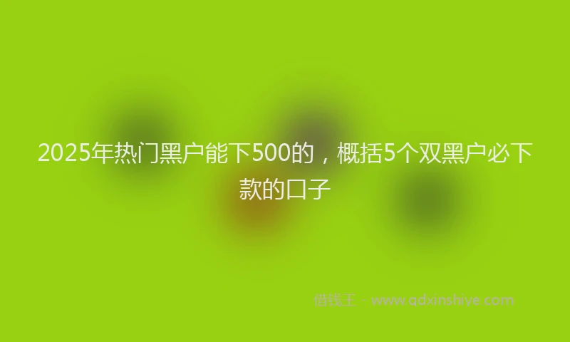 2025年热门黑户能下500的，概括5个双黑户必下款的口子