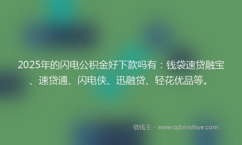 2025年的闪电公积金好下款吗有：钱袋速贷融宝、速贷通、闪电侠、迅融贷、轻花优品等。