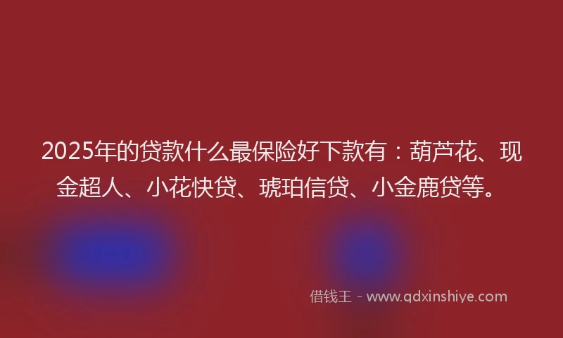 2025年的贷款什么最保险好下款有：葫芦花、现金超人、小花快贷、琥珀信贷、小金鹿贷等。