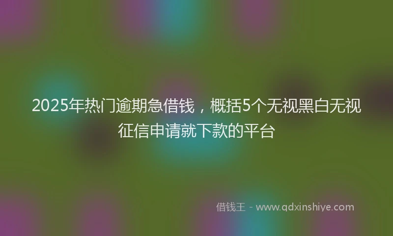 2025年热门逾期急借钱，概括5个无视黑白无视征信申请就下款的平台