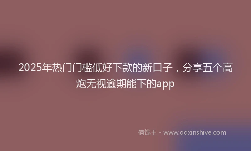 2025年热门门槛低好下款的新口子，分享五个高炮无视逾期能下的app