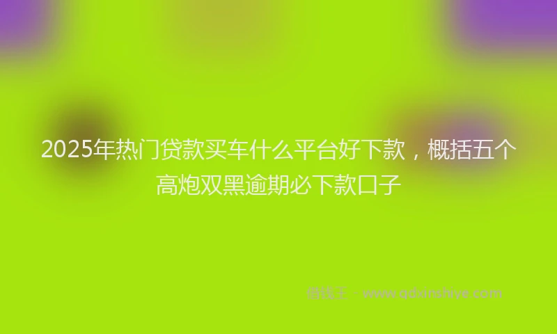2025年热门贷款买车什么平台好下款，概括五个高炮双黑逾期必下款口子