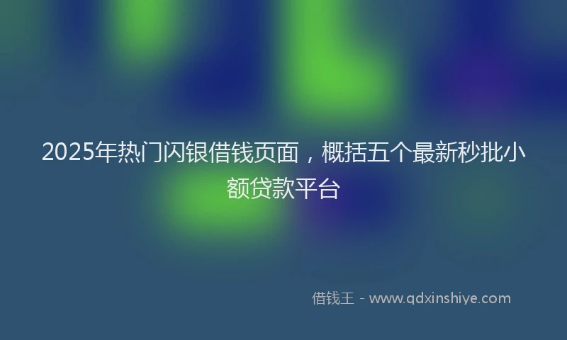 2025年热门闪银借钱页面，概括五个最新秒批小额贷款平台
