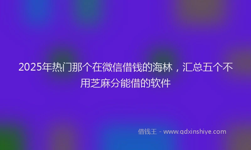 2025年热门那个在微信借钱的海林，汇总五个不用芝麻分能借的软件
