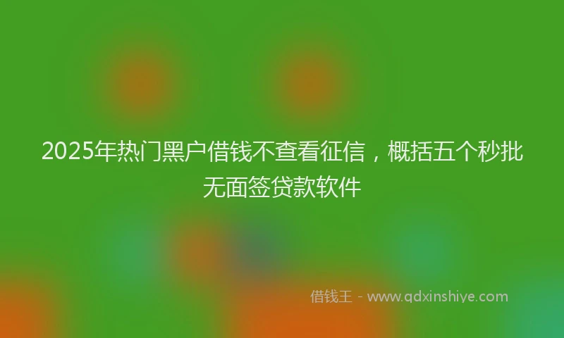 2025年热门黑户借钱不查看征信，概括五个秒批无面签贷款软件