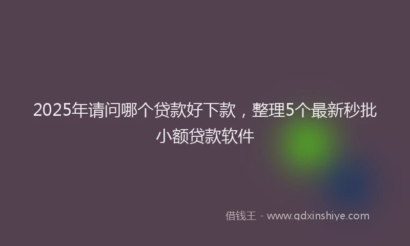 2025年请问哪个贷款好下款，整理5个最新秒批小额贷款软件
