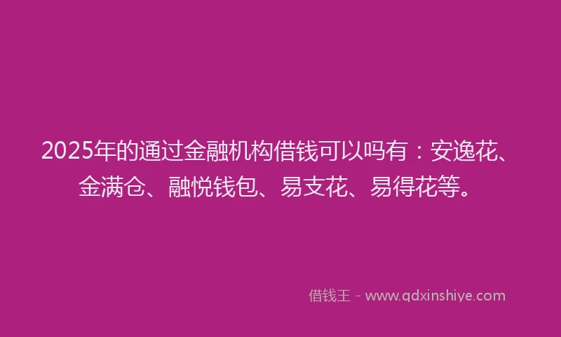 2025年的通过金融机构借钱可以吗有：安逸花、金满仓、融悦钱包、易支花、易得花等。