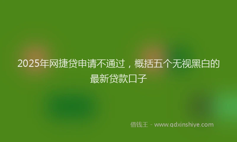 2025年网捷贷申请不通过，概括五个无视黑白的最新贷款口子