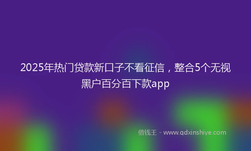 2025年热门贷款新口子不看征信，整合5个无视黑户百分百下款app