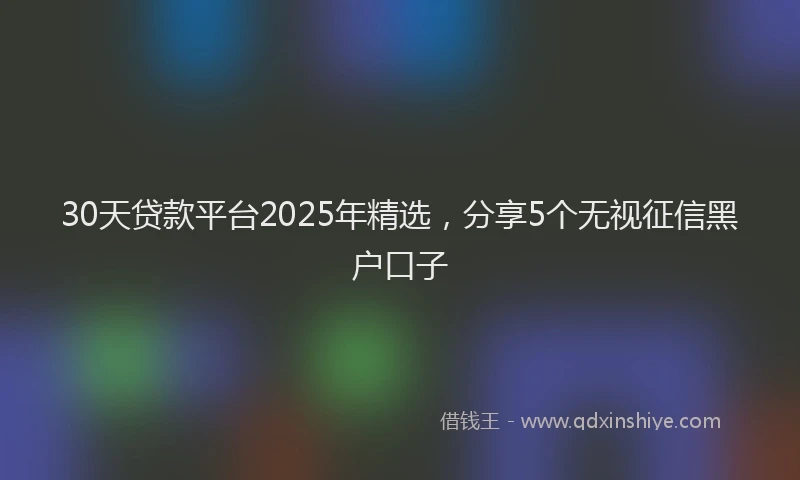 30天贷款平台2025年精选，分享5个无视征信黑户口子