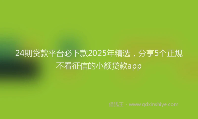 24期贷款平台必下款2025年精选，分享5个正规不看征信的小额贷款app