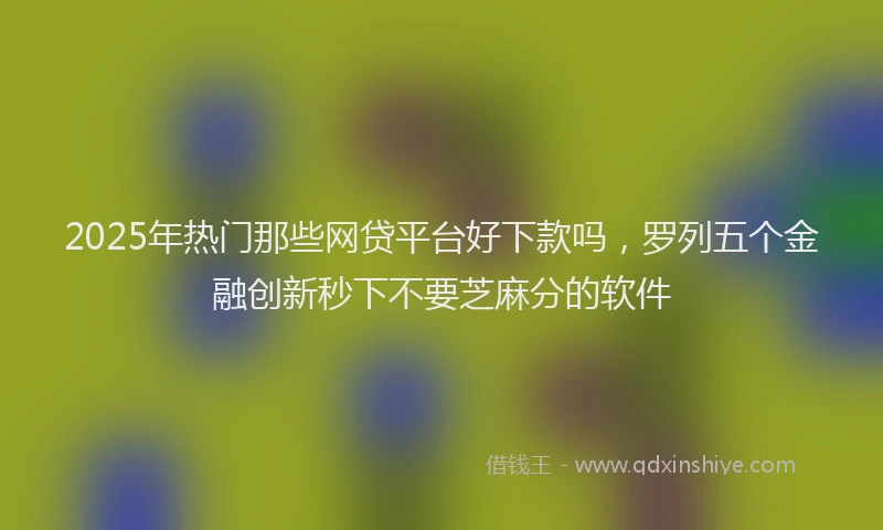 2025年热门那些网贷平台好下款吗，罗列五个金融创新秒下不要芝麻分的软件