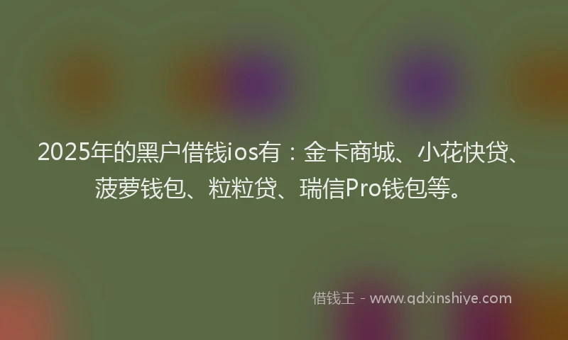 2025年的黑户借钱ios有：金卡商城、小花快贷、菠萝钱包、粒粒贷、瑞信Pro钱包等。