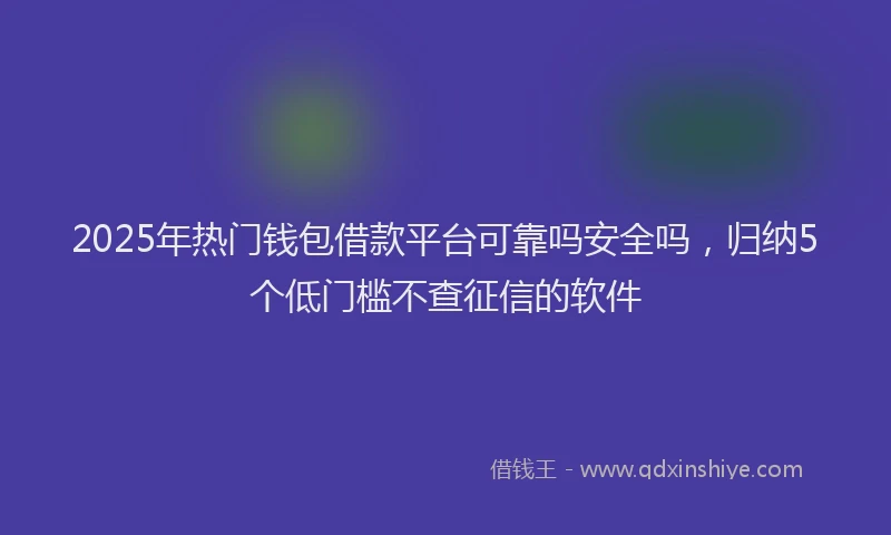 2025年热门钱包借款平台可靠吗安全吗，归纳5个低门槛不查征信的软件