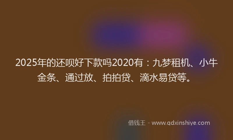2025年的还呗好下款吗2020有：九梦租机、小牛金条、通过放、拍拍贷、滴水易贷等。
