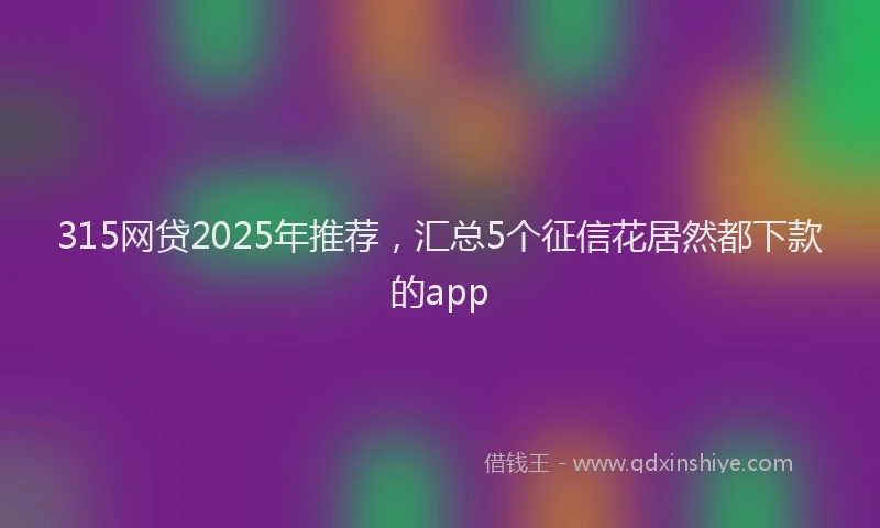 315网贷2025年推荐，汇总5个征信花居然都下款的app