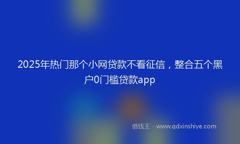 2025年热门那个小网贷款不看征信，整合五个黑户0门槛贷款app