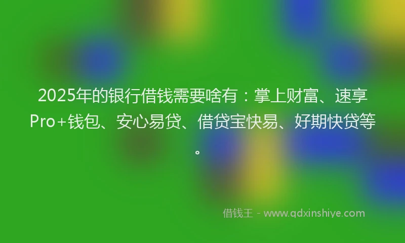 2025年的银行借钱需要啥有：掌上财富、速享Pro+钱包、安心易贷、借贷宝快易、好期快贷等。