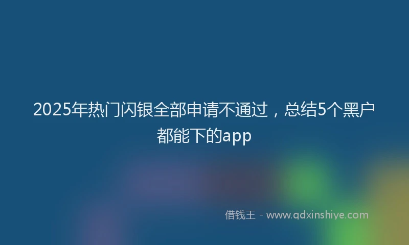 2025年热门闪银全部申请不通过，总结5个黑户都能下的app