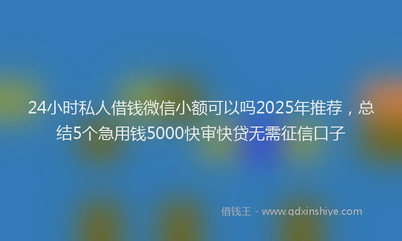 24小时私人借钱微信小额可以吗2025年推荐，总结5个急用钱5000快审快贷无需征信口子