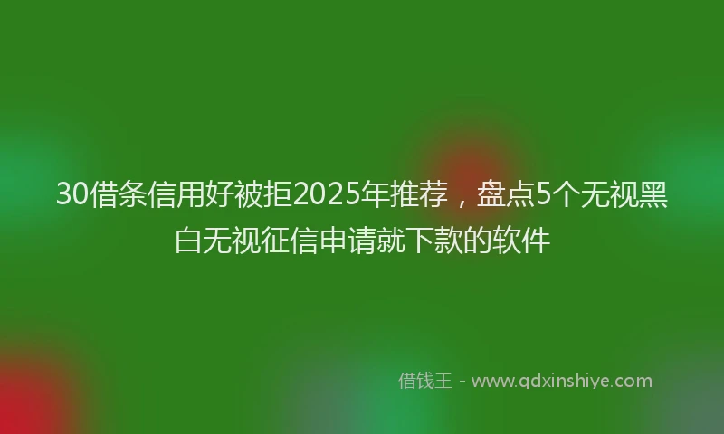 30借条信用好被拒2025年推荐，盘点5个无视黑白无视征信申请就下款的软件