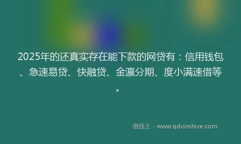 2025年的还真实存在能下款的网贷有：信用钱包、急速易贷、快融贷、金瀛分期、度小满速借等。