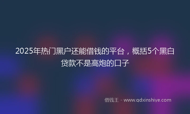 2025年热门黑户还能借钱的平台，概括5个黑白贷款不是高炮的口子