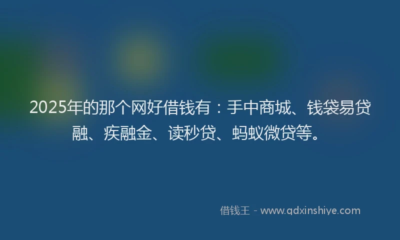 2025年的那个网好借钱有：手中商城、钱袋易贷融、疾融金、读秒贷、蚂蚁微贷等。