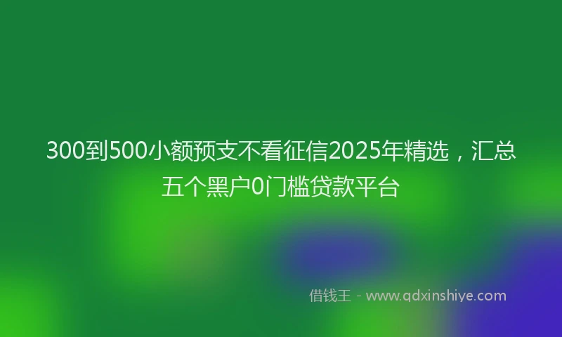 300到500小额预支不看征信2025年精选，汇总五个黑户0门槛贷款平台